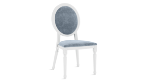 Louis XV Chair White - Rain Velvet Cushions rental New York, NY