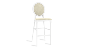 Louis XV Stool White - Ivory Velvet Cushions rental New York, NY