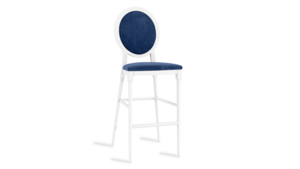 Louis XV Stool White - Sapphire Velvet Cushions rental New York, NY