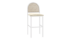 Hollis Stool White Cane - Ivory Velvet Cushion rental in New York, NY