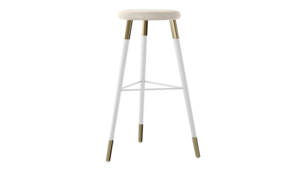 Tivoli Stool White Polished Gold - Ivory Velvet... rental New York, NY