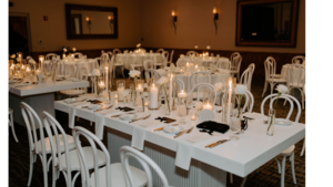 White Fluted Table rental Phoenix, AZ