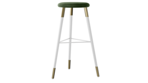 Tivoli Stool White Polished Gold - Emerald Velv... rental New York, NY