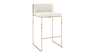 Paramount Stool Polished Gold - White Velvet Cu... rental New York, NY