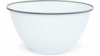 Small White Enamel Footed Bowl - Grey Rolled Ri... rental in New York, NY