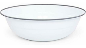 Large White Enamel Footed Bowl with Grey Rolled... rental New York, NY