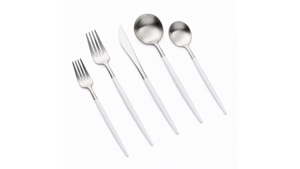 Vera Silver White Handle Tablespoon (Pack of 10) rental New York, NY