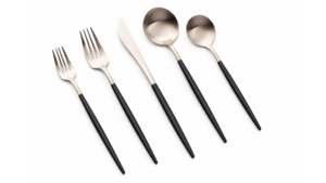 Vera Silver Black Handle Dinner Knife (Pack of 10) rental New York, NY