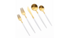 Vera Gold White Handle Salad Fork (Pack of 10) rental in New York, NY