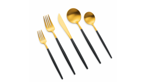 Vera Gold Black Handle Teaspoon (Pack of 10) rental New York, NY