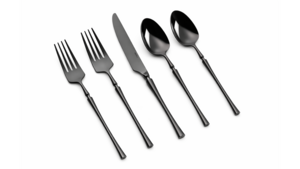 Irene Black Salad Fork 18/10 (Pack of 10) rental New York, NY