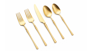 Irene Gold Dinner Fork 18/10 (Pack of 10) rental New York, NY