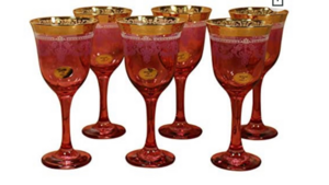 Glassware - Red/ Gold Rim Wine glass rental Miami-Ft. Lauderdale, FL