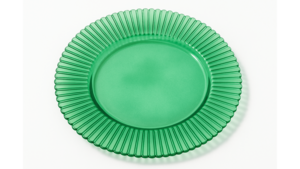 Ribbed Glass Charger Green 13" rental in New York, NY