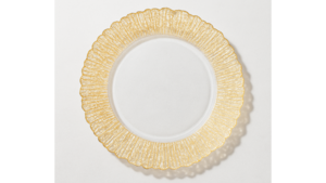 Reef Glass Charger with Folio Gold Rim 13" rental New York, NY