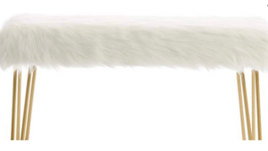 Faux Fur - Rectangular Bench White w/ Gold Legs rental Miami-Ft. Lauderdale, FL