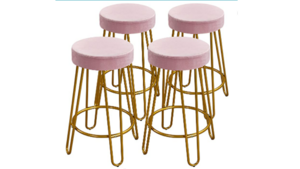 Velvet Round Backless Stool Pink rental Miami-Ft. Lauderdale, FL
