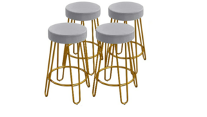 Velvet Round Backless Stool Gray rental Miami-Ft. Lauderdale, FL