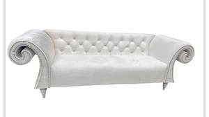 Swirl Sofa w/Tufted Back - Velvet White rental Miami-Ft. Lauderdale, FL