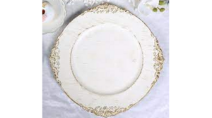 Charger - Ivory Round Leaf Embossed Gold Rim Ac... rental Miami-Ft. Lauderdale, FL