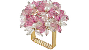 Beaded Floral Design Napkin Ring - Pink rental Miami-Ft. Lauderdale, FL
