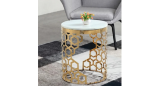 End Table Round Metal Gold w/Marble Top rental Miami-Ft. Lauderdale, FL