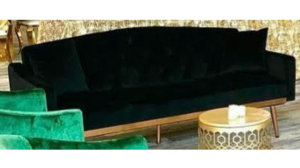 Furniture - Black Sofa Velvet w/ Gold Legs rental Miami-Ft. Lauderdale, FL