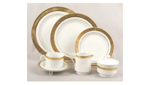 Plate - White Gold Rim Round Dessert Majestic rental Miami-Ft. Lauderdale, FL
