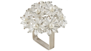 Beaded Floral Design Napkin Ring - White rental Miami-Ft. Lauderdale, FL