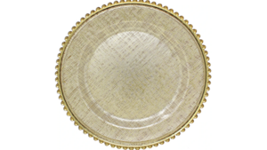 Cross Stich Galss Beaded Rim Charger - Golden rental Miami-Ft. Lauderdale, FL