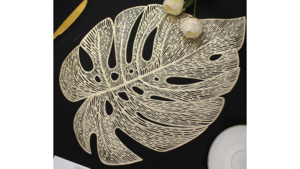 Placemats - Hollowed-Out Leaf Pressed Vinyl Gold rental Miami-Ft. Lauderdale, FL