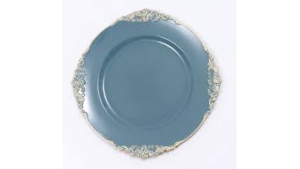 Charger - Dusty Blue Round Leaf Embossed Gold R... rental Miami-Ft. Lauderdale, FL
