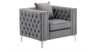 Velvet Single Chair Sofa Button Tufted - Gray rental Miami-Ft. Lauderdale, FL