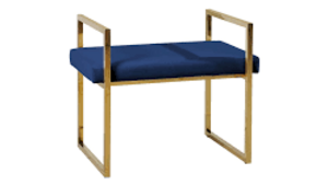 Furniture - Gold Navy Velvet Bench rental Miami-Ft. Lauderdale, FL