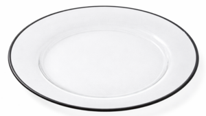 Glass Black Rim Dinner Plate 10" (Pack of 10) rental New York, NY