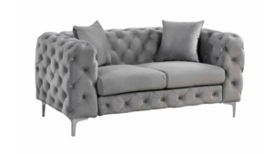 Alexis Velvet Loveseat Button Tufted - Gray rental Miami-Ft. Lauderdale, FL