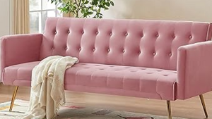 Sofa Velvet Contemporary- Blush Pink rental Miami-Ft. Lauderdale, FL