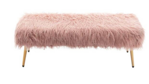 Faux Fur - Rectangular Bench Pink w/ Gold Legs rental Miami-Ft. Lauderdale, FL