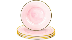 Charger - Gold Rim Blush Pink Glass Vintage rental Miami-Ft. Lauderdale, FL