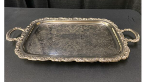 17.5" Silver Footed Rectangle Tray rental Columbus-Auburn, GA