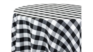 120 Black And White Check Polyester Tablecloth rental Columbus-Auburn, GA