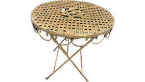 Gold Metal Folding Garden Bistro Table rental Southern Utah, UT