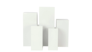 Square White Metal Pedestal Stands (Set Of 5) rental San Diego, CA
