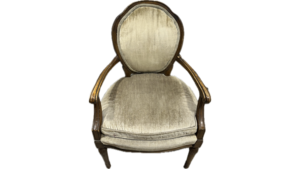 Vintage Beige Velvet Chair W/Intricate Wood Car... rental Southern Utah, UT