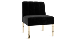 Kincaid Chair Polished Gold Legs - Black Velvet rental New York, NY