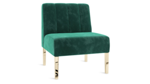 Kincaid Chair Polished Gold Legs - Emerald Velvet rental New York, NY