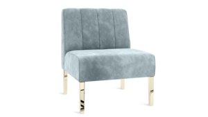 Kincaid Chair Polished Gold Legs - Rain Velvet rental New York, NY