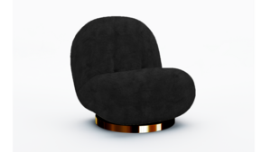 Pearl Chair Polished Gold Frame - Black Velvet rental New York, NY