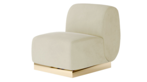 Colette Middle Chair Gold Base - Ivory Velvet rental New York, NY