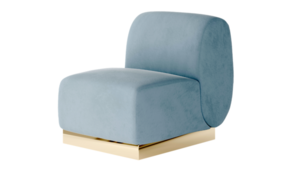 Colette Middle Chair Gold Base - Rain Velvet rental New York, NY
